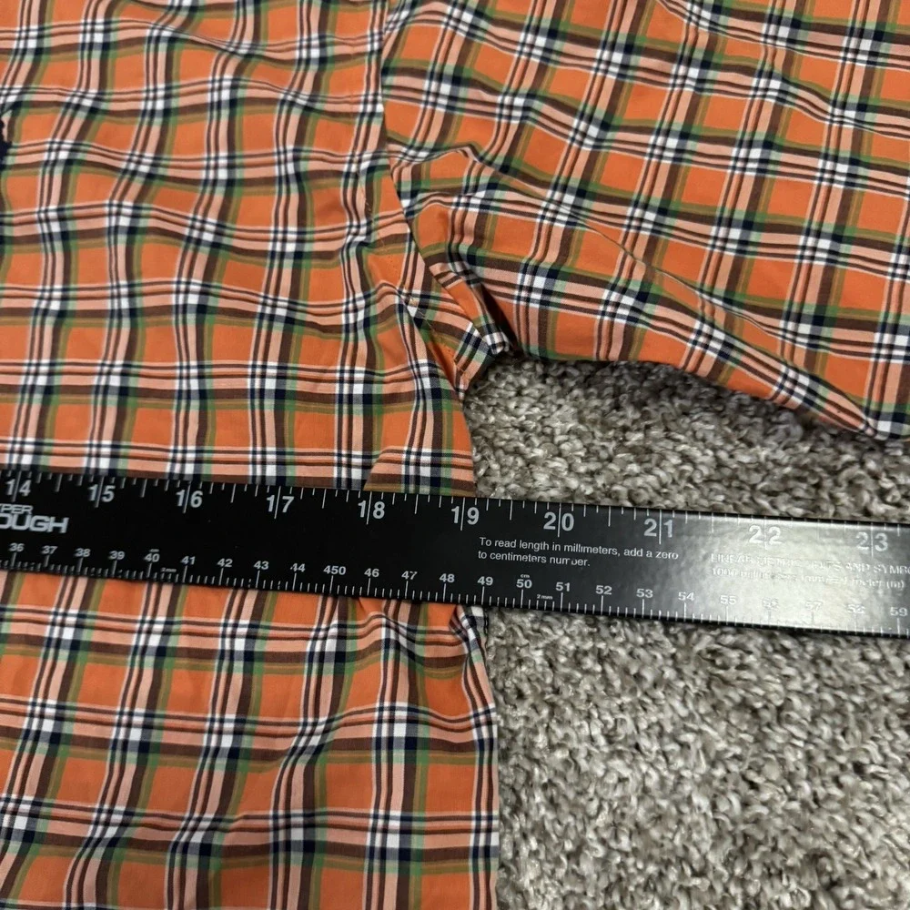NWT Ralph Lauren Orange Plaid Short Sleeve Button Down Shirt Boys Size XL‎